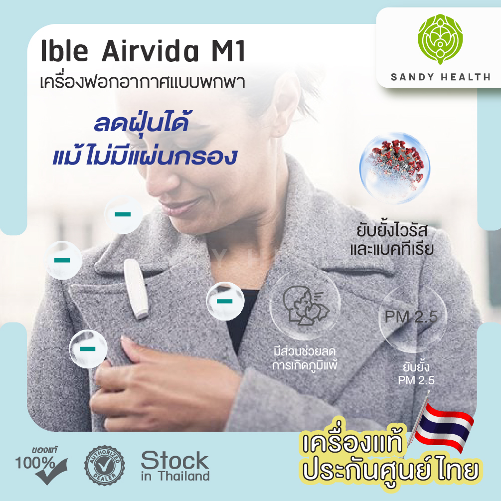 IBLE เครื่องฟอกอากาศแบบพกพาชนิดไอออน รุ่นAirvida M1 50cm